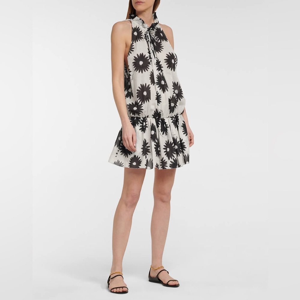 Nwt Stella Mccartney Linda Floral Cotton Voile Mini Dress Cover Up Black White M